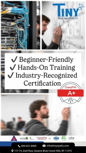 Telecom Institute of New York (T.I.N.Y.) on Instagram: "🚀 Start Your IT Career with CompTIA A+ — The Industry Standard If you’ve been thinking about getting into IT but don’t know where to start, CompTIA A+ is the move. This certification is trusted by employers worldwide and is designed for anyone who wants real, hands-on IT skills — no prior tech background required. At Tiny – The Telecom Institute of New York, our A+ Technician Course is built to take you from beginner to job-ready. You won’