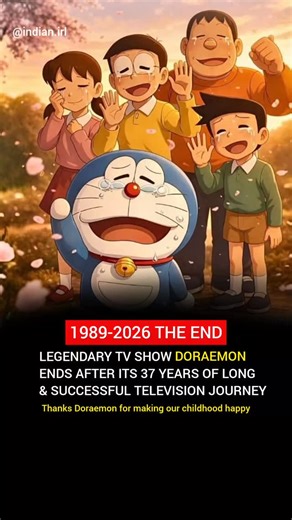 Indian in real life on Instagram: "Since its debut in 1989, Doraemon captivated generations of audiences by following the misadventures of the robotic cat and his companion Nobita, becoming a familiar presence in countless homes. When the series aired its final episode in early 2026, it triggered a wave of emotional reactions online, as fans shared memories and expressed sadness over the conclusion of a show that had played a major role in their childhoods. Although broadcasts on RCTI have come 