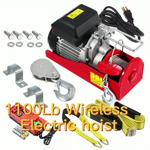 1100Lb Automatic Lift Electric Cable Hoist with Wireless Remote Control 38ft Lift Height