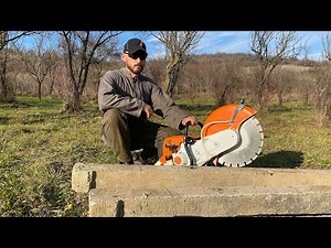 Stihl Ts 800 the biggest concrete saw cutting concrete pillars.
