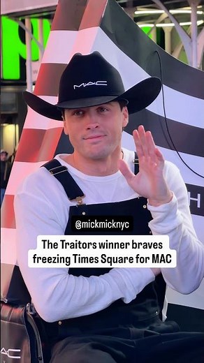 The Traitors winner Rob Rausch braved the freezing cold in Times Square for MAC 🥶
