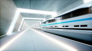 Futuristic Modern Train, Monorail Fast Driving in Sci Fi Tunnel, Coridor. Concept of Future. Realistic 4k Animation. Stock Video - Video of blue, flying: 99922725
