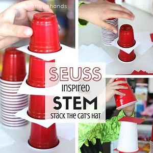 Cat In A Hat Cup Stacking Challenge - Little Bins for Little Hands