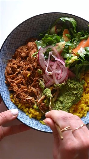These Crockpot Chicken Bowls are bright, delicious, and just really fun! | Pinch of Yum