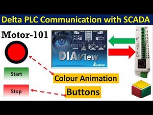 Delta DIAView SCADA Communication with DVP14SS2 PLC | Button Creation & Color Animation | Hindi