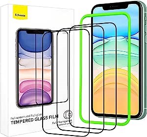3 Pack Screen Protector Compatible with iPhone 11/iPhone Xr (6.1 inches), Full Coverage Tempered Glass edge to edge,4X Stronger HD Bubbles Free, with easy Installation Kits