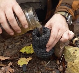 Start a fire using old socks!