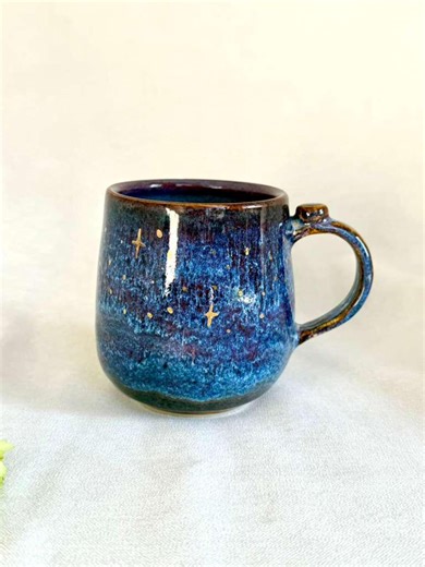 Handmade Ceramic Mug 16 Oz Cosmic Falls/ Cup With Sky and Stars - Etsy