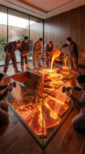 The Molten Lava Spiral Staircase 🌋🔥 #EpoxyFlooring