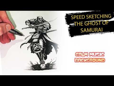 SKETCH OF SAMURAI | step by step drowing | Calm, music