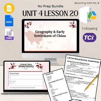 TCI U4 Lesson 20 Shang Dynasty | No Prep - Slides, Notes, Quiz | 6th Grade