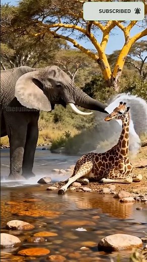 "Elephant Saves Baby Giraffe from Angry Bee Attack | Unbelievable Wildlife Rescue!" #elephant #short