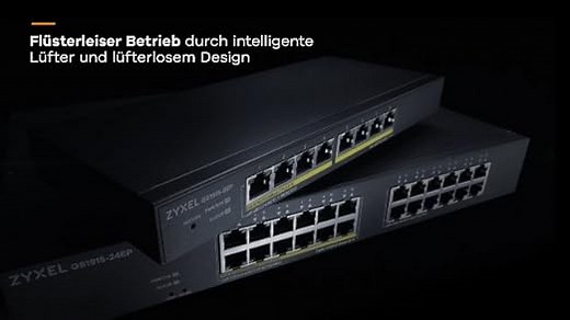 Zyxel Netzwerk Switch 24 Port | Smart Managed Gigabit LAN Splitter | 24x GbE RJ-45 Ports | Lüfterlos Design | VLAN, IGMP, QoS | Hybrid Cloud Modus | Wand / Rackmontagekits im Lieferumfang | GS1915-24E