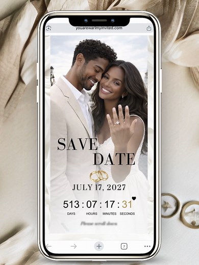 Elegant Digital Wedding Save the Date Invitation