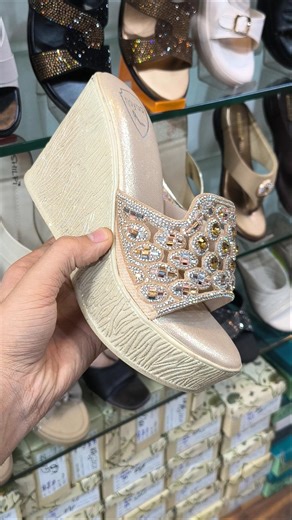 Stylish stone work wedge sandals for party & festive looks. Comfortable and elegant 📞Call 7678471885