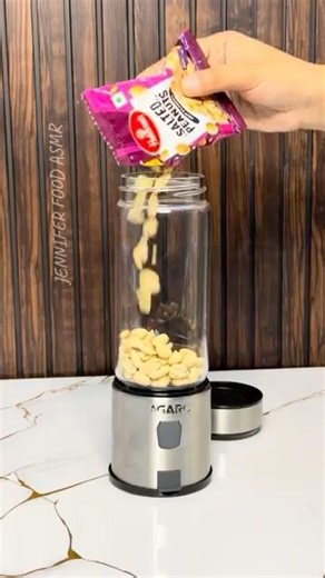 Peanut Protein Shake 🥜 in portable blender #shorts #trending