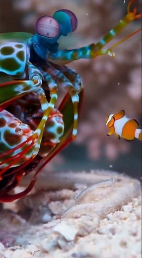 Mantis shrimp punch clownfish