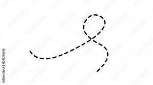 Animated dotted line tracing a path from start to finish. Minimalist motion graphic element for visualizing a journey, route, connection, or workflow process.