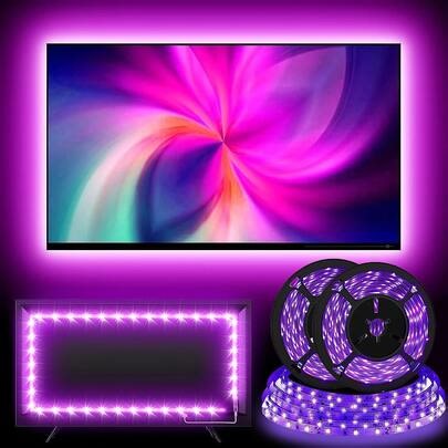 USB-Powered Purple LED Light Strip For TV Decoration, UV Soft And Flexible TV Decorative Lamp, Double-Sided Adhesive For Easy Pasting And Cutting, Bedroom, TV, Staircase Light Strings, Suitable For Dormitories And Interior Decoration, Dazzling Light Effect, Computer Desk Lighting | SHEIN