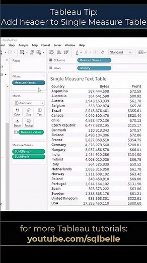 #Tableau Add header to single measure text table #tableautips #tableaututorial #tutorial