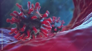 Coronavirus covid -19 virus infection inside a healthy body close up 3d Render Animation Alpha