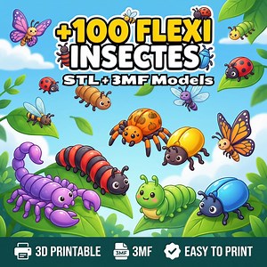 100  Flexi Insect STL Bundle | Articulated 3D Print Fidget Toys (digital Download) - Etsy