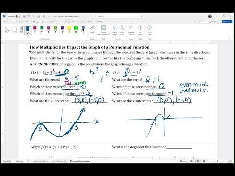 How Multiplicities Impact the Graph of a Polynomial Function - Bounce versus Pass Through
