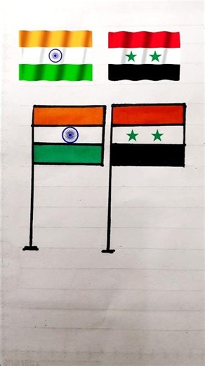 India & Syria Flag Art 🇮🇳🇸🇾 | Creative International Drawing