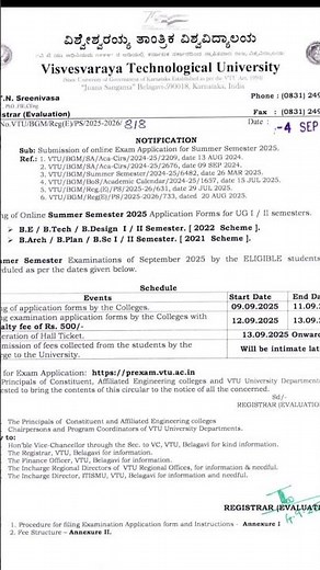 VTU EXAM application summer semester 2025#engineering #exam #music