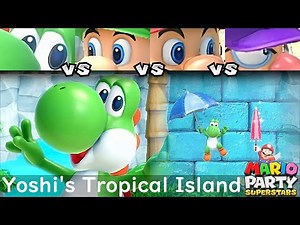 Mario Party Superstars Yoshi vs Luigi vs Mario vs Waluigi in Yoshi's Tropical Island