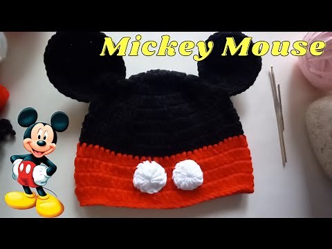 Mickey Mouse hat crochet pattern, easy and quick step-by-step instructions for children