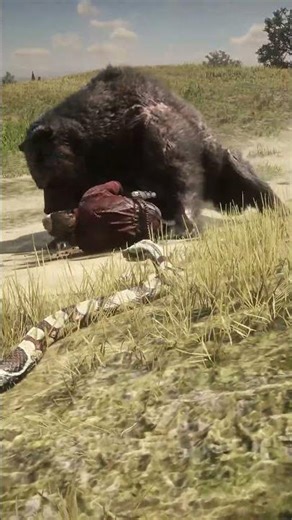 Bear Trying to Kill Man Gets Bitten by Snake - Hero Snake Saves Him! RDR2 #shorts