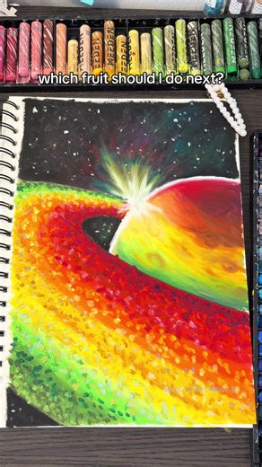 Draw a Mango Planet with Oil Pastels
