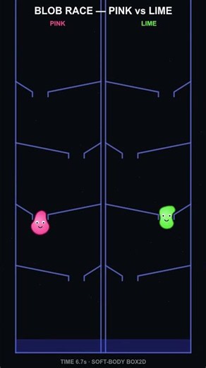 PINK vs LIME — Squishy Blob Race! (Box2D) #Shorts