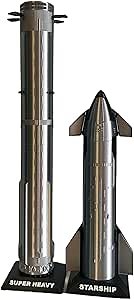 Generic SpaceX Starship Rocket Model Set NASA Gift - Dragon Ship Heavy Falcon 9 Booster, 3D Printing, Desktop Decorations, Aerospace Collectibles, Gifts for Kids Adult Space Lovers, Black, White