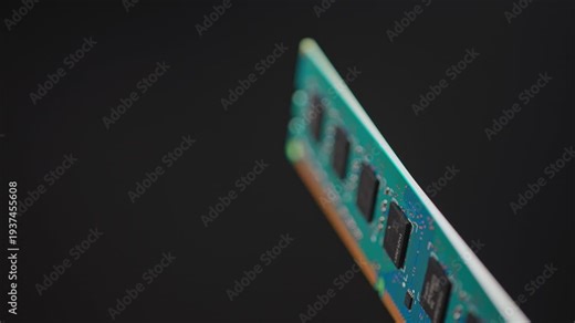 RAM memory sticks module macro view, computer hardware. RAM shortage and price increase due AI boom high demand concept. AI data center and servers parts