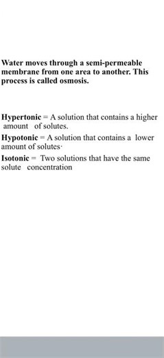 Osmosis, Hypertonic, Hypotonic and Isotonic.