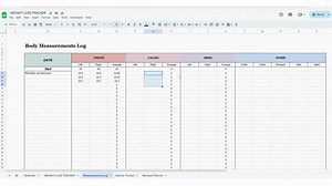 Weight Loss Tracker Spreadsheet for Google Sheets, Body Measurement Log, Calorie Tracker, Meal Planner, Digital Workout Planner