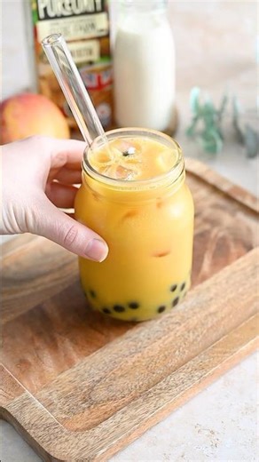 Mango Milk Bubble Tea #glutenfree #recipe #easyrecipe #dairyfree #bubbletea