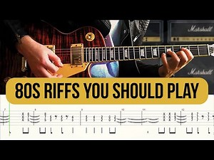 Top 10 80’s Hard Rock / Glam Metal Riffs Every Guitarist Should Play + TABS | Lesson | Tutorial