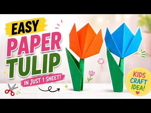 Easy Origami Tulip Flower 🌷 | Paper Tulip for Kids