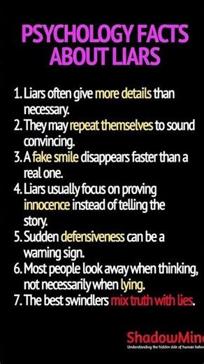 PSYCHOLOGY FACTS ABOUT LIARS 🤥🧠 #Psychology #Facts #Mindset