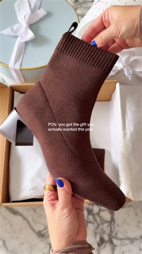 Iryna Collica | Outfits & Lifestyle | The boots that look elevated and feel like sneakers 👢🤎 Water-repellent, stretchy knit, walk-all-day heel, and that square-toe moment.... | Instagram