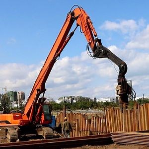 [Hot Item] 20 Ton Excavator Mounted Hydraulic Solar Pile Post Driver Vibro Hammer Side Grip Piling Machine Big Sheet Pile Driver for Fenders