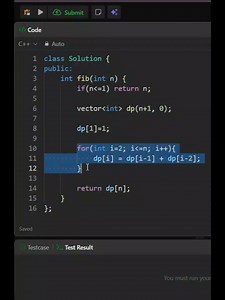 LeetCode 509 Solution : Fibonacci Number #coding #programming #fibonacci #code #leetcode #shorts