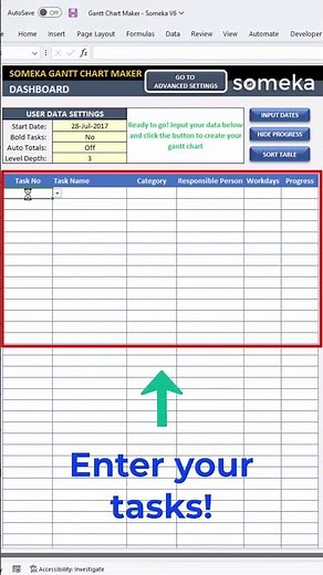 Gantt Chart in Excel in 60 Seconds | Project Management Tool #shorts