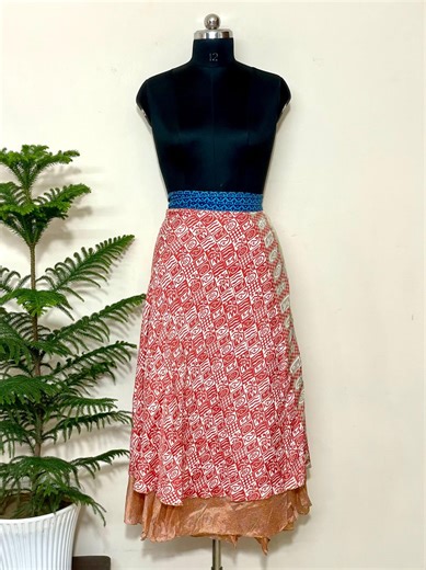 Reversible Silk Sari Wrap Skirt | Upcycled Indian Fabric - Etsy