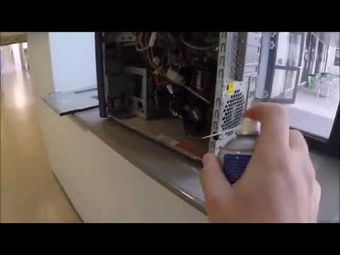 Using compressed air to clean a PC