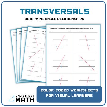 High School Geometry Worksheets: Transversals | SPED, ELL Visual Support (set 2)