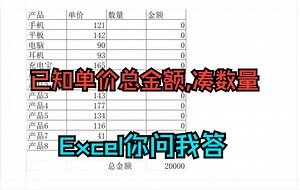 《Excel你问我答》规划求解,已知单价总金额,凑出对应数量,分配数量,凑成指定金额,随机凑数
